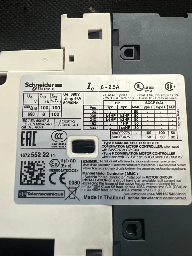 Автоматический выключатель Schneider Electric GV2P07 Motor Circuit Breaker 1.6–2