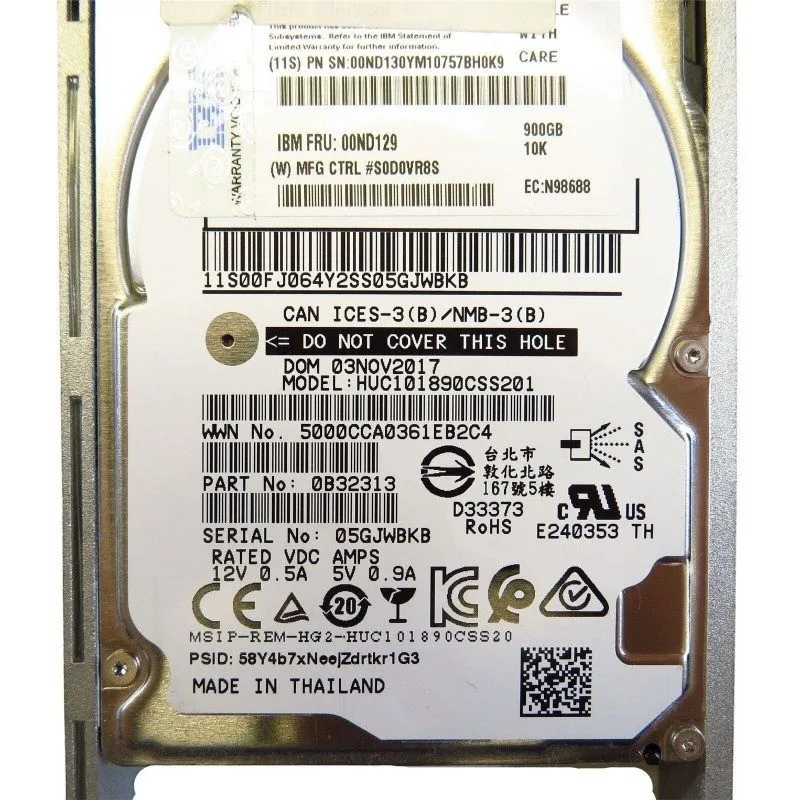 Жёсткий диск IBM 00ND130 900GB 10K 00ND129 RPM 2.5" SAS 12Gbps SED HDD Hard Driv