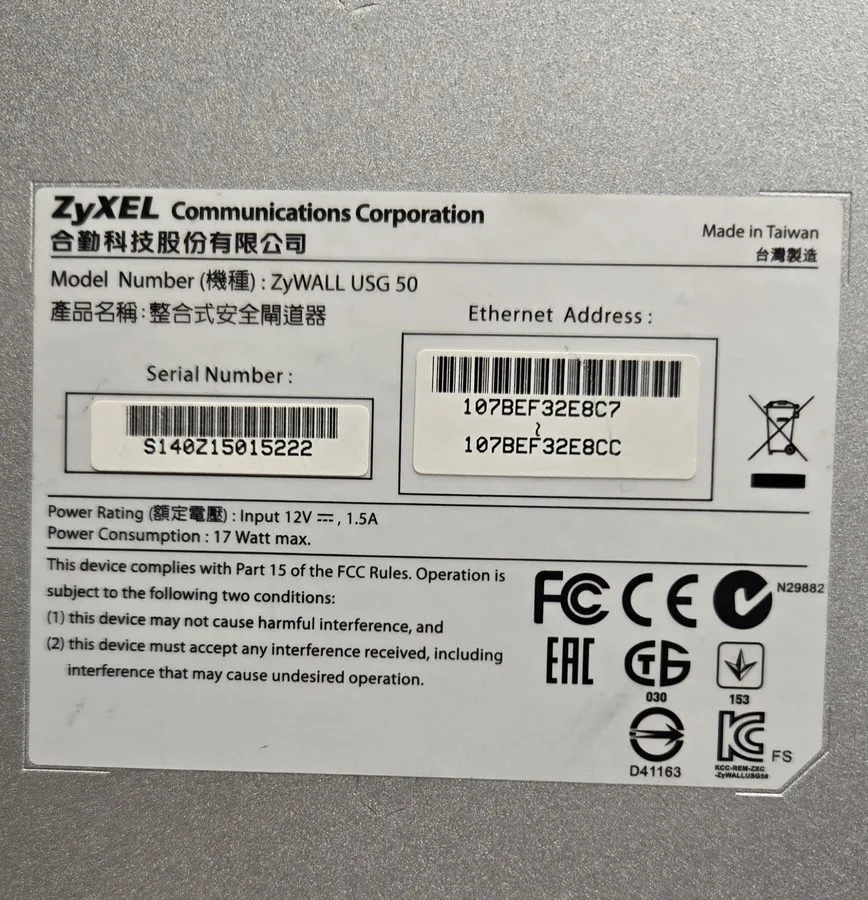 Межсетевой экран USG50 Zyxel Zywall Internet Security Firewall With Dual-wan 6-p — фото лота 1
