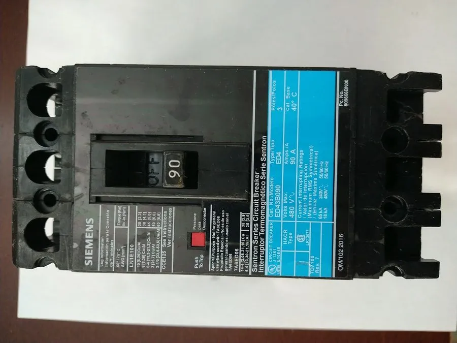 Автоматический выключатель SIEMENS SENTRON ED43B090 3 Pole 90 AMP Type ED4 Circu