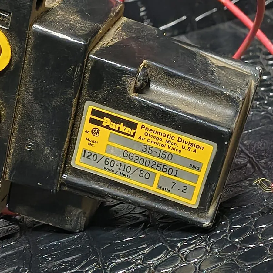 Пневмоцилиндр Parker HHB2005001 Pneumatic Cylinder 35-150PSIG 110/120V 7.2W — фото лота 2