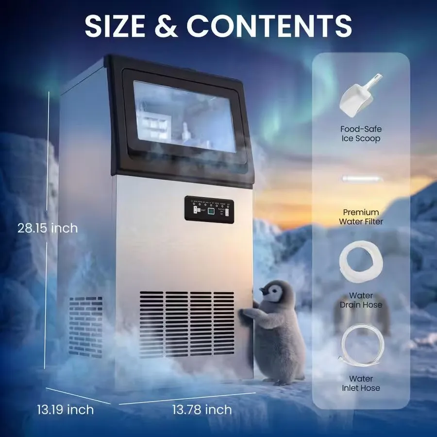 Льдогенератор 18.9" Countertop Pebble Ice Maker, 40Lbs/24H Portable Ice Machine- — фото лота 2