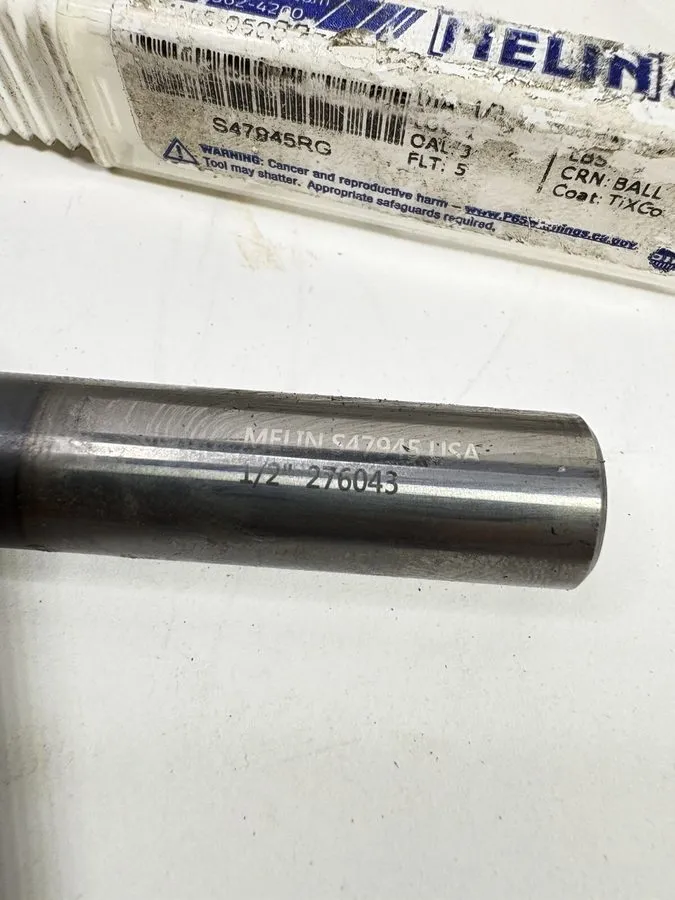 Режущий инструмент Melin Carbide 1/2" Ball Nose Radius 5-flute Endmill 2-1/2” OA