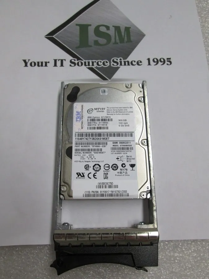 Жёсткий диск IBM 900GB 81Y9915 81Y9893 81Y9918 10K SAS 6Gb/s 2.5" SFF HDD Hard D