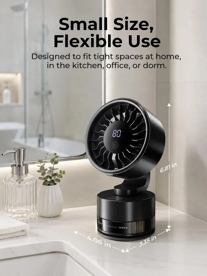 Вентилятор Rechargeable Suction Cup Bathroom Fan, 6 Speeds для Makeup and Skinca — фото лота 1