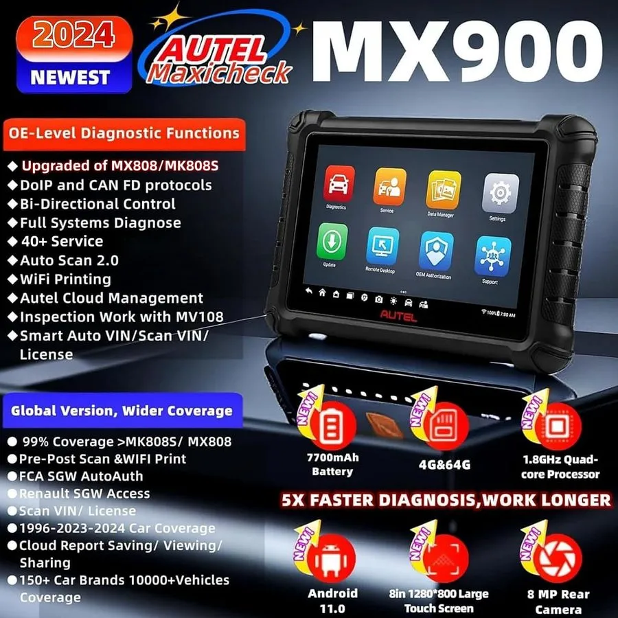 Диагностический сканер 2025 Autel MaxiCOM MX900 MK900 Auto All System Diagnostic