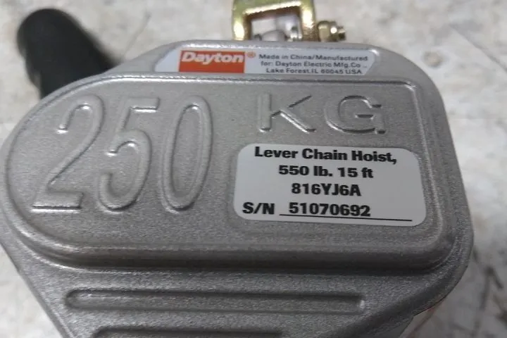 Таль DAYTON 816YJ6 Lever Chain Hoist,550 lb. 15 ft.