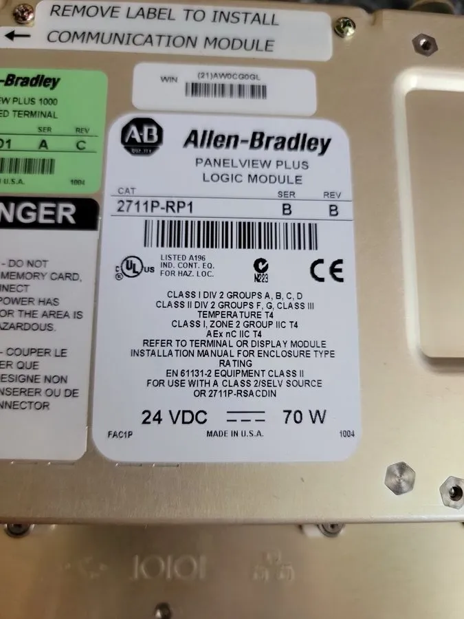 Панель оператора 2711P-RDT10C /B Allen Bradley Panelview Plus Display W17