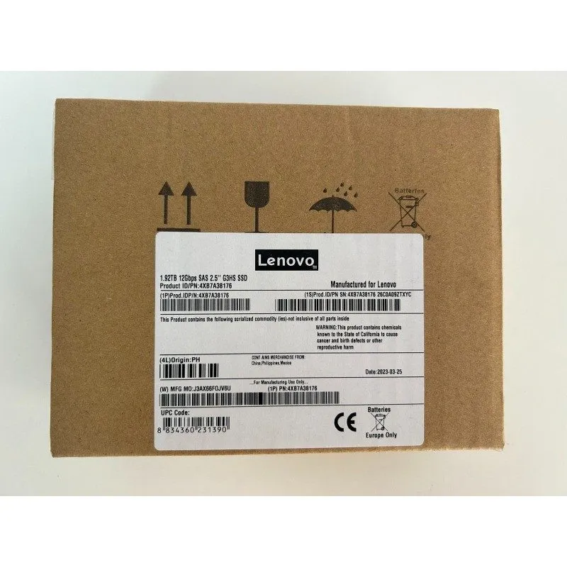 Сервер 4XB7A38176 Lenovo ThinkSystem 02JK963 2.5" SFF 1.92TB SAS 12G SR650 Serve