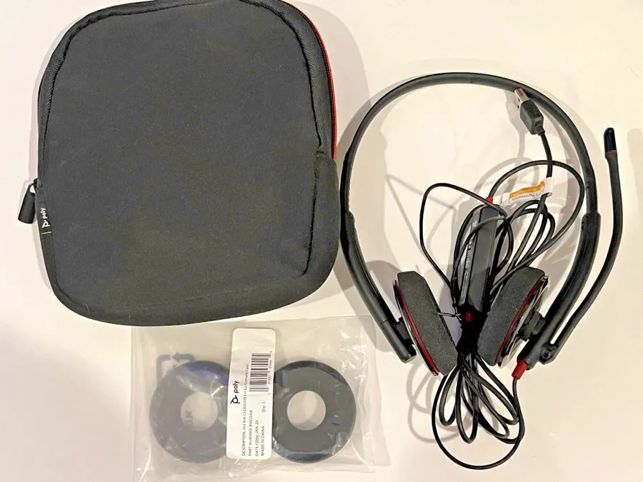 POLY Plantronics C320-M Stereo Black PC Headset, volume control, Pouch, +MORE!