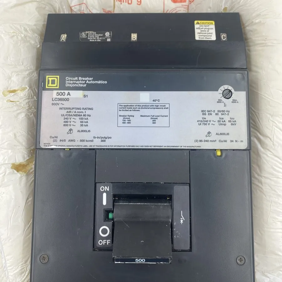 Автоматический выключатель SQUARE D LC36500 500A 600V 3P 65kA@480V 3P CIRCUIT BR — фото лота 1