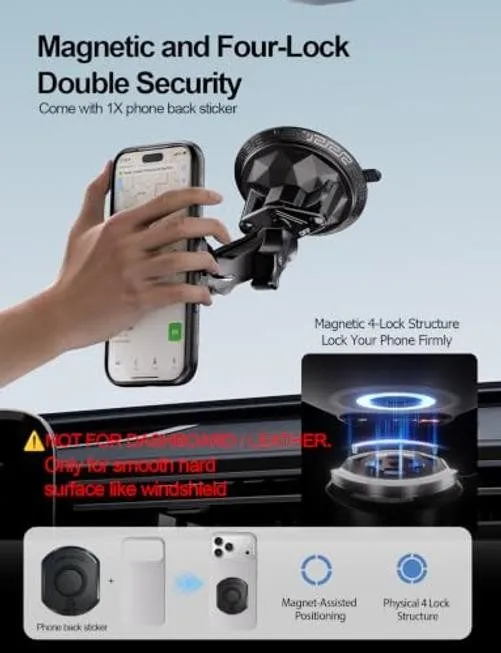 Вакуумная присоска 4-Lock Magnetic Suction Cup Car Phone Holder Mount — фото лота 2