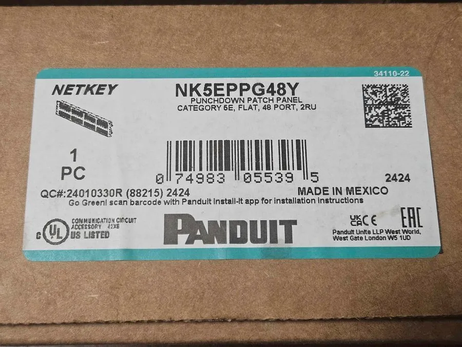Патч-панель Panduit NetKey NK5EPPG48Y Cat5e 48-Port RJ-45 2U 19in Rack Patch Pan