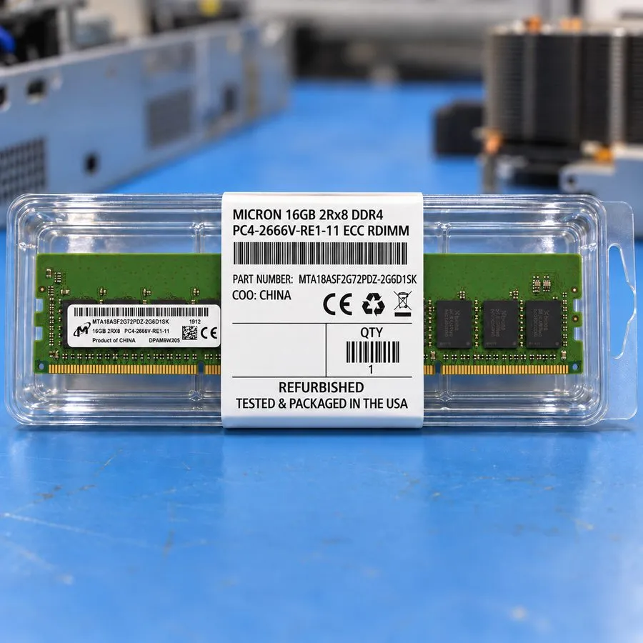 Модуль памяти Micron 16GB 2Rx8 PC4-2666V DDR4 ECC RDIMM MTA18ASF2G72PDZ-2G6D1SK 