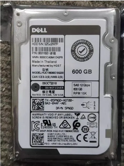Жёсткий диск ENTERPRISE Dell 5PNGD 05PNGD 600GB 15K RPM 12Gbps 2.5" SAS HDD Hard