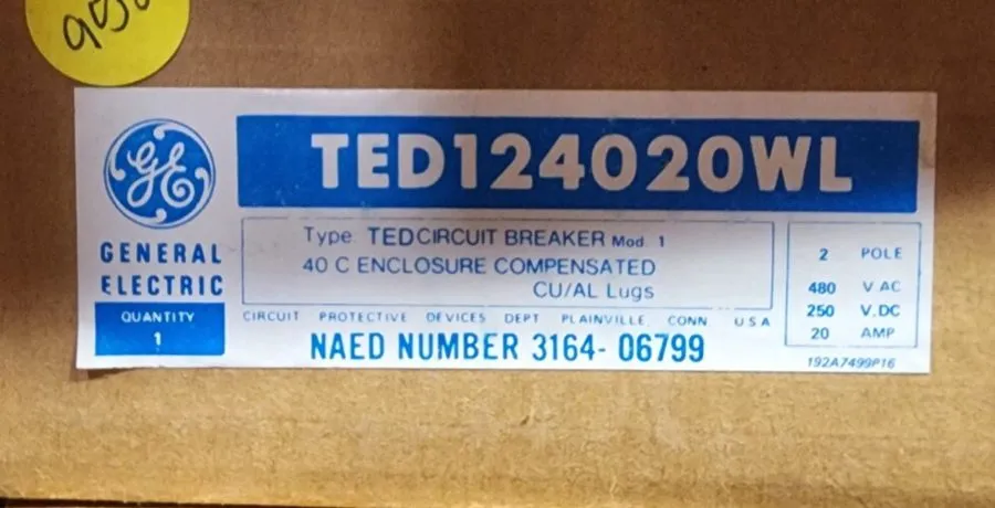 Автоматический выключатель GE TED124020 20A 2-Pole 480V AC E-Frame Circuit Break