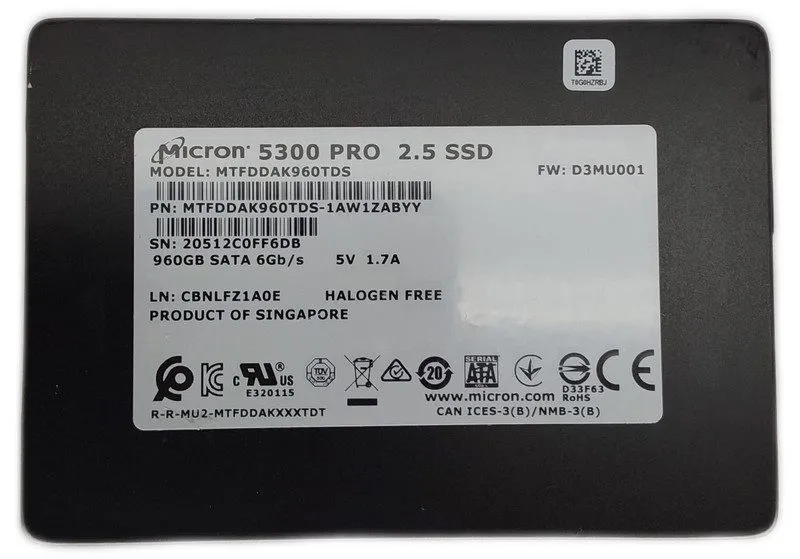 SSD-накопитель Dell Micron 960GB SATA 6Gb/s Enterprise SSD MTFDDAK960TDS DP/N 0C