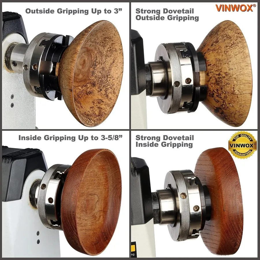Режущий инструмент VINWOX 4INCH 4-Jaw Self-Centering Wood Lathe Chuck, 2" Round  — фото лота 2