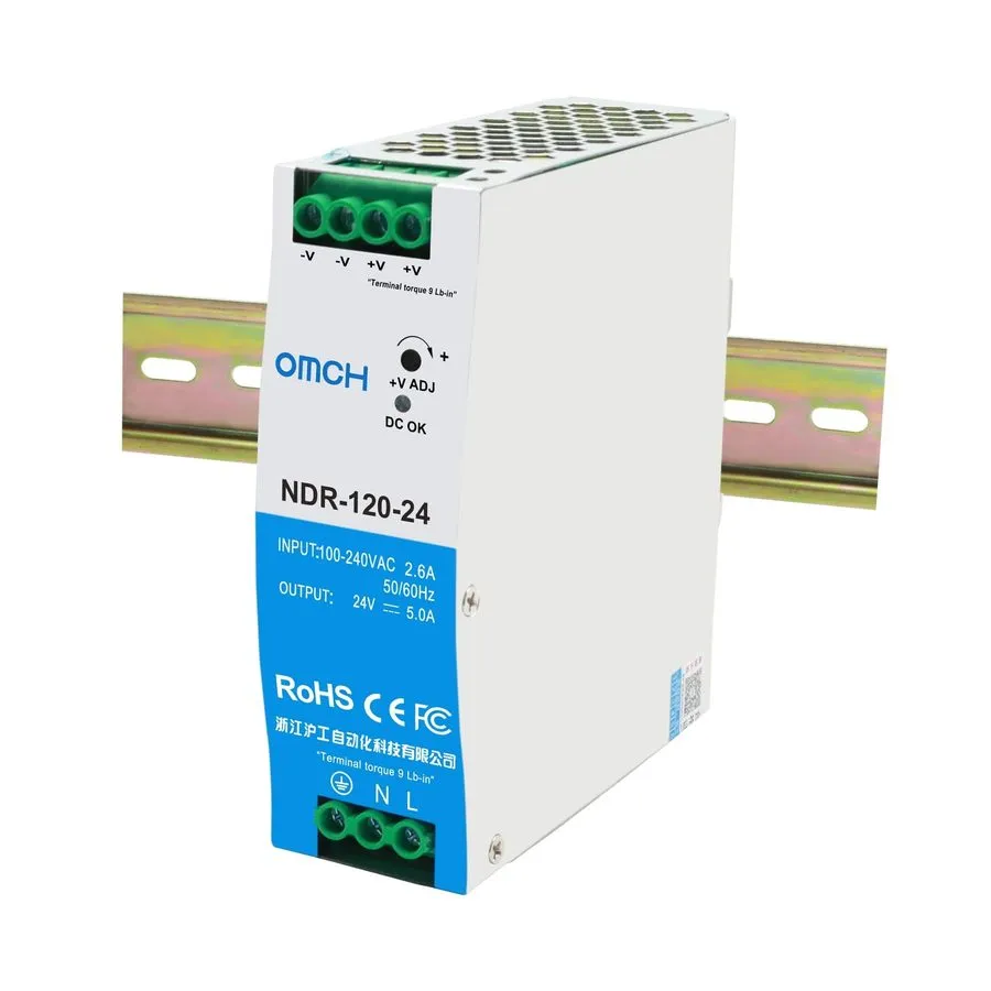 Блок питания NDR12024 24VDC DIN Rail Power Supply 120W 24V 5A Output 120VAC To