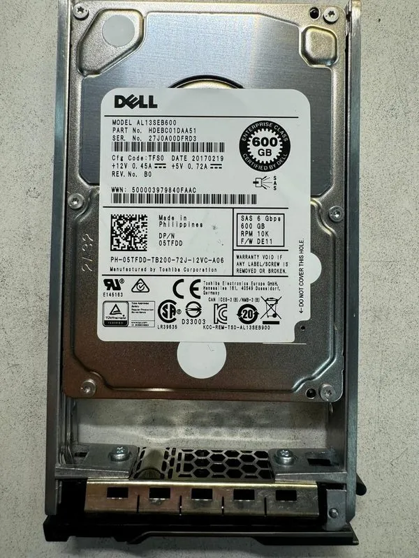 Жёсткий диск HP Toshiba 600GB 2.5" 6G 10K SAS HDD Hard Drive EG0600FCSPL AL13SEB — фото лота 1