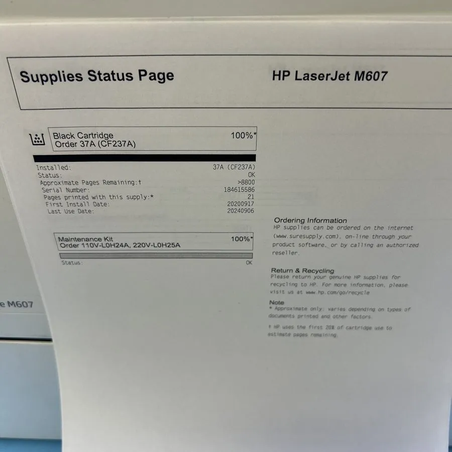 Лазерный принтер HP Laserjet M607n Laser Printer *Professionally Cleaned & Servi — фото лота 2