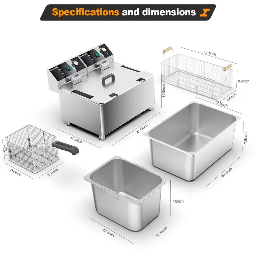 Фритюрница electric turkey fryer Commercial deep fryer with basket 3600W27.4QT w