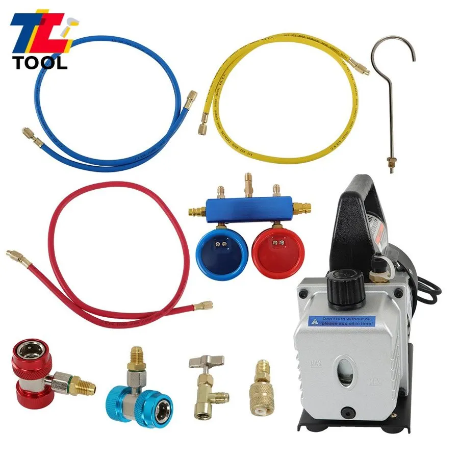 Насос A/C Manifold Gauge Set 3CFM 4CFM Air Vacuum Pump HVAC+R134A R502 R22 R12 K