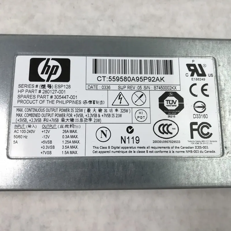 Блок питания HHP Proliant DL360 G3 Server power supply 325 Watt 280127-001 30544