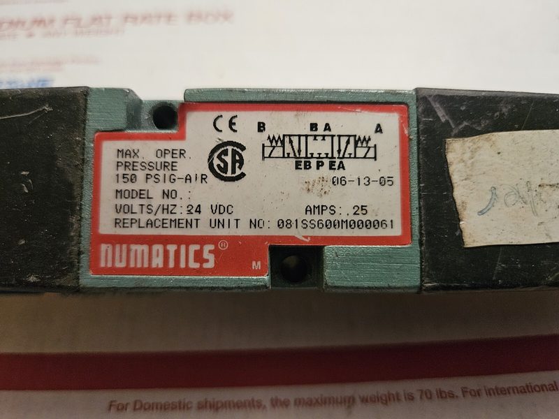 Электромагнитный клапан Numatics 081SS600M000061