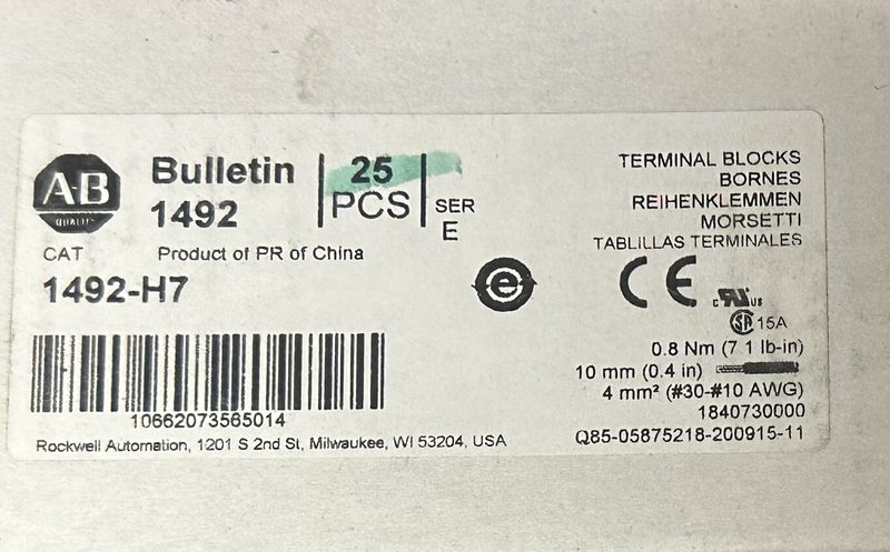 Клеммная колодка Allen-Bradley 1492-H7