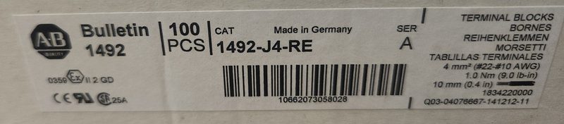 Клеммная колодка Allen-Bradley 1492-J4-RE