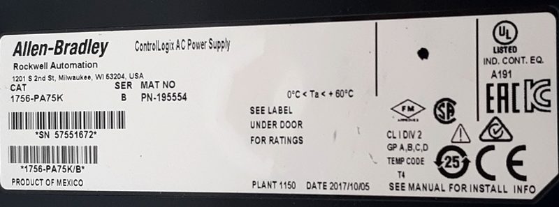 Блок питания Allen-Bradley 1756-A10K