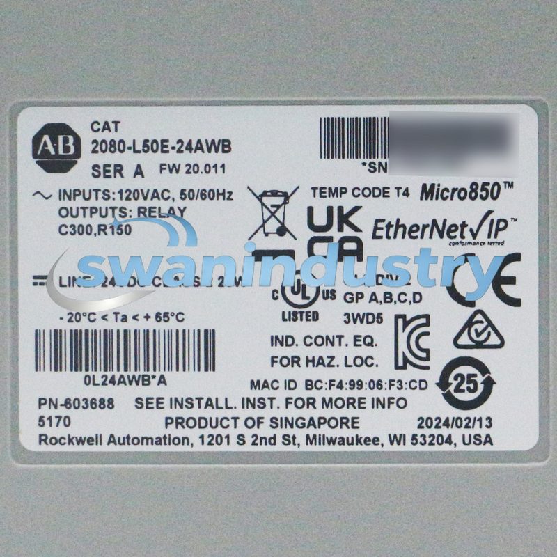 ПЛК Allen-Bradley 2080-L50E-24AWB