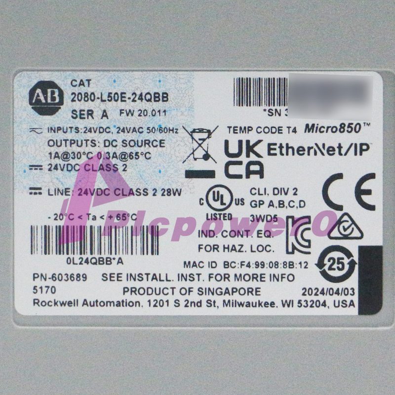 ПЛК Allen-Bradley 2080-L50E-24QBB