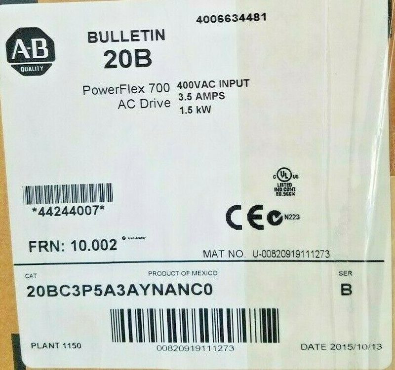Частотный преобразователь Allen-Bradley 20BC3P5A3AYNANC0