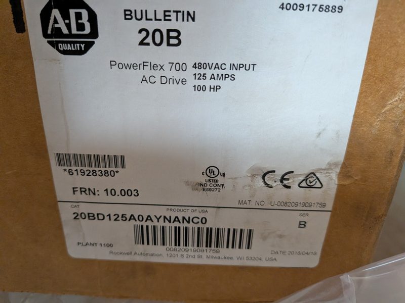 Частотный преобразователь Allen-Bradley 20BD125A0AYNANC0
