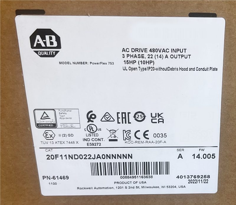 Частотный преобразователь Allen-Bradley 20F11ND022JA0NNNN