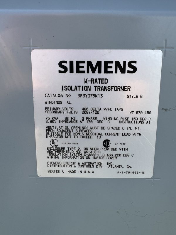 Трансформатор Siemens 3F3Y075K13