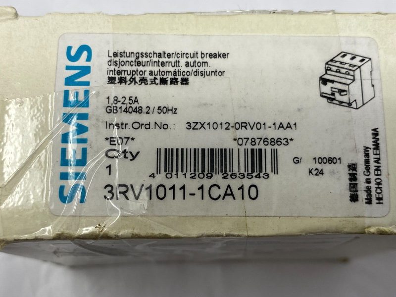 Автоматический выключатель Siemens 3RV1011-1CA10