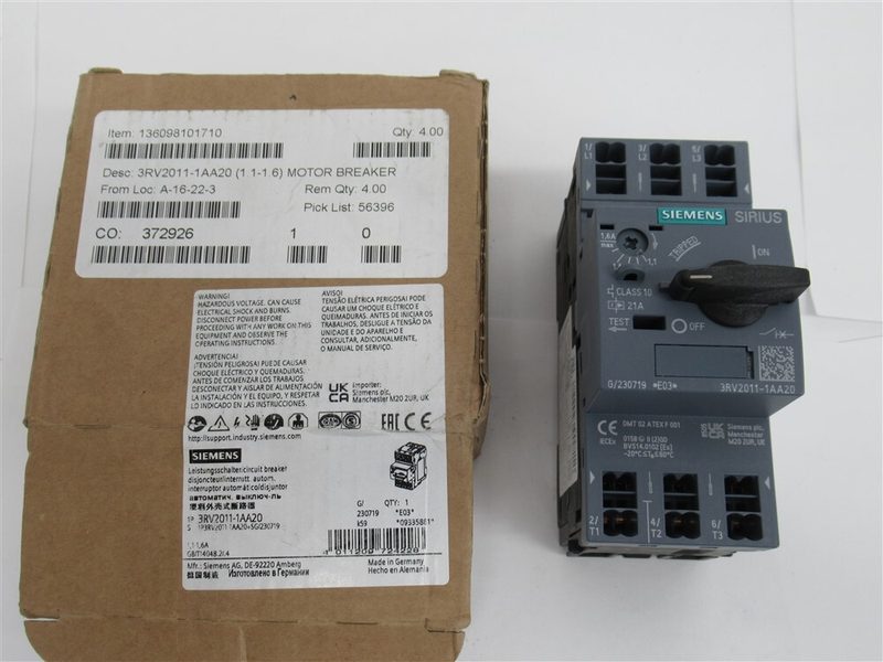 Автоматический выключатель Siemens 3RV2011-1AA20