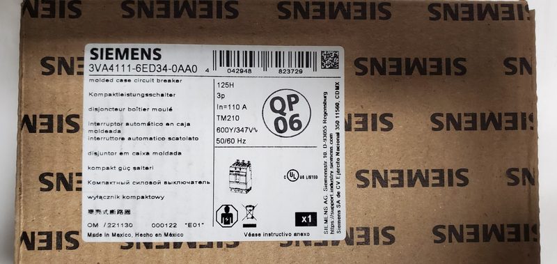Автоматический выключатель Siemens 3VA4111-6ED34-0AA0