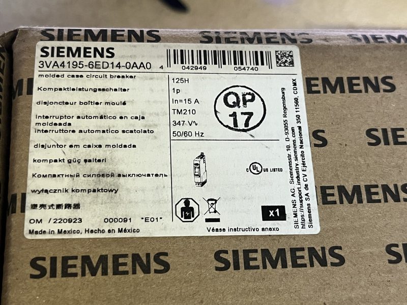Автоматический выключатель Siemens 3VA4195-6ED14-0AA0