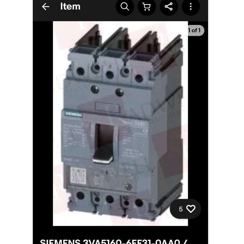 Автоматический выключатель Siemens 3VA5160-6EF31-0AA0