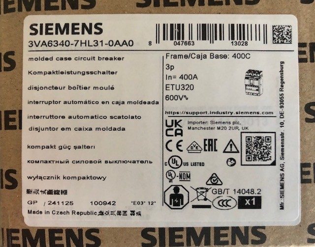 Автоматический выключатель Siemens 3VA6340-7HL31-0AA0