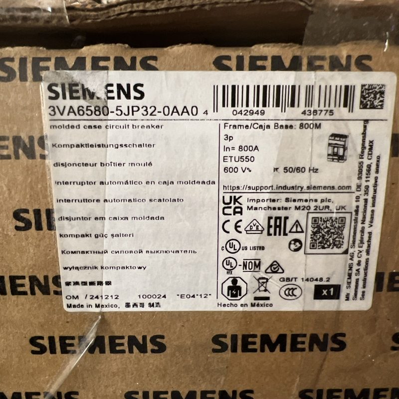 Автоматический выключатель Siemens 3VA6580-5JP32-0AA0