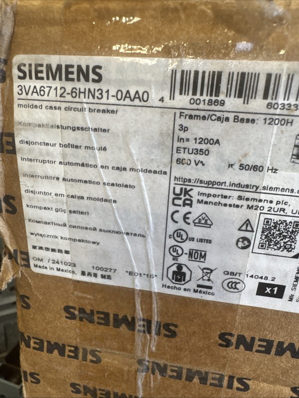 Автоматический выключатель Siemens 3VA6712-6HN31-0AA0