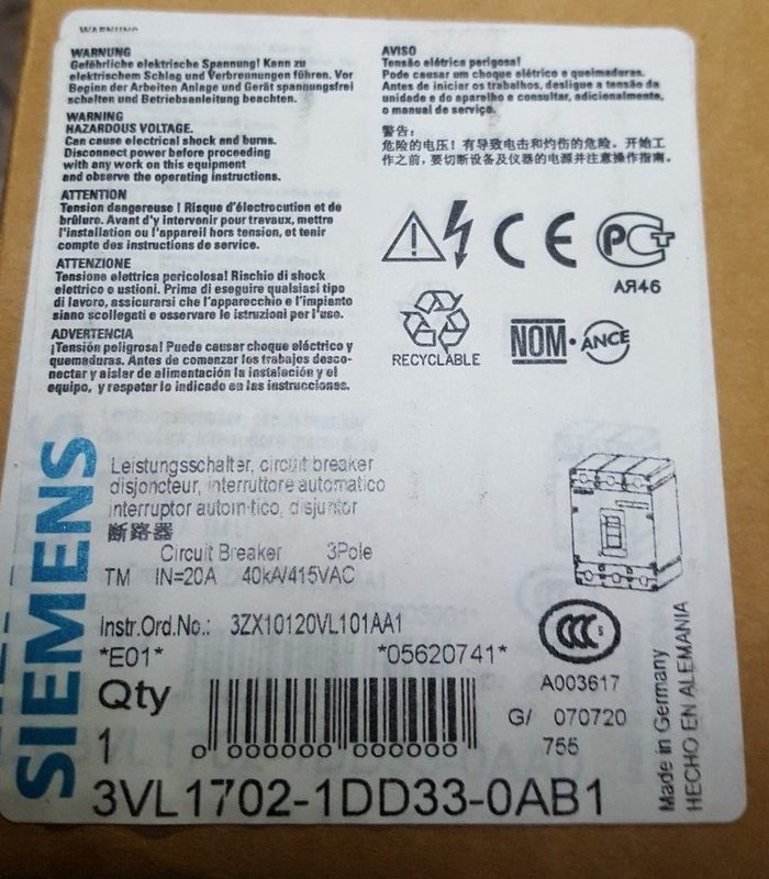 Автоматический выключатель Siemens 3VL1702-1DD33-0AB1