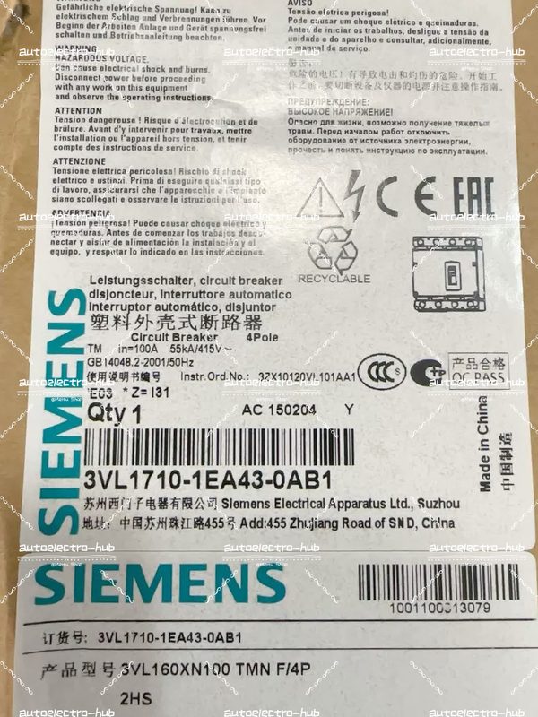 Автоматический выключатель Siemens 3VL1710-1EA43-0AB1