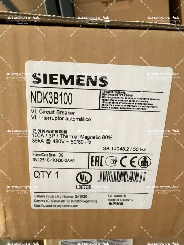 Автоматический выключатель Siemens 3VL2510-1KN30-0AA0