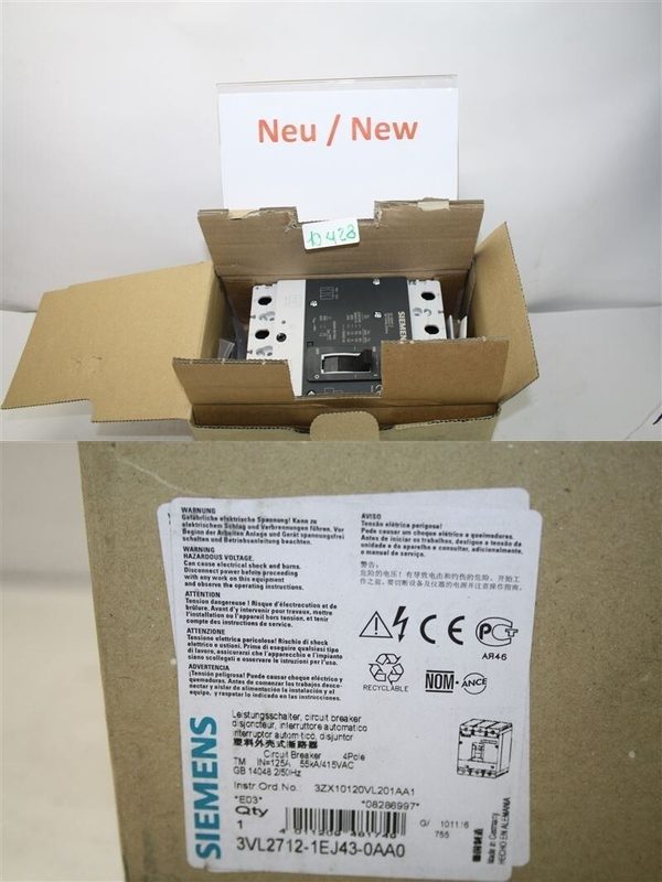 Автоматический выключатель Siemens 3VL2712-1EJ43-0AA0